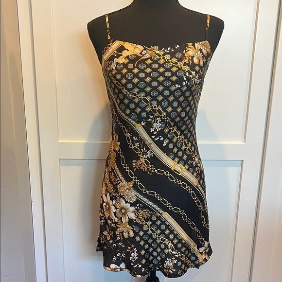 Princess Polly Dresses & Skirts - Princess Polly Black and Gold Mini Dress Size 2